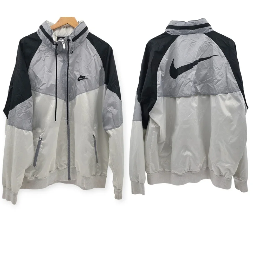 Vintage Nike Men's XL Sportswear Windrunner Hooded Jacket‎ White Colorway Track